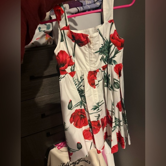 Dolce & GabbanaFloral Sleeveless Dress with Red Poppies